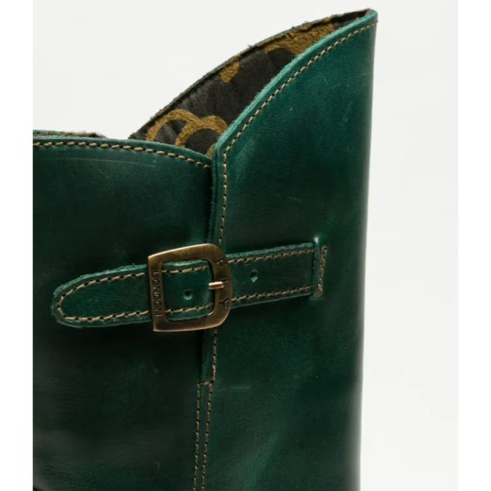 MES2913 - Women's Wedge Heel Buckle Mid Calf Leather Boots - Image 17