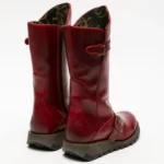 MES2913 - Women's Wedge Heel Buckle Mid Calf Leather Boots - Image 23