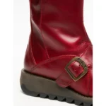 MES2913 - Women's Wedge Heel Buckle Mid Calf Leather Boots - Image 22