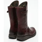 MES2913 - Women's Wedge Heel Buckle Mid Calf Leather Boots - Image 28