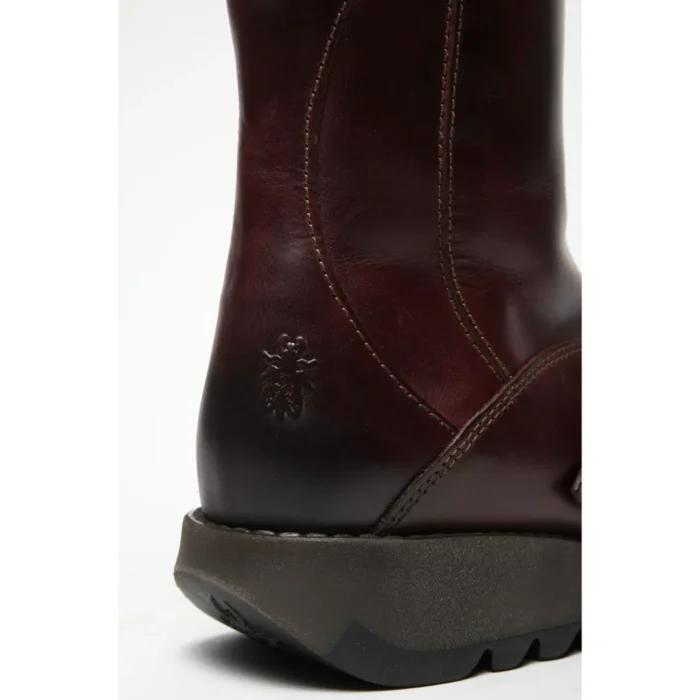 MES2913 - Women's Wedge Heel Buckle Mid Calf Leather Boots - Image 27