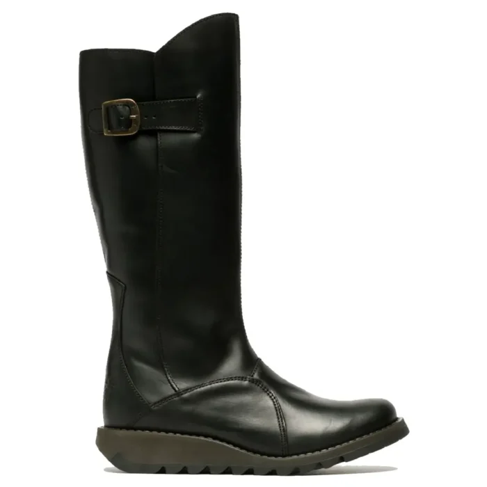 MOL2 - Women's Wedge Heel Knee High Leather Boots - Image 1