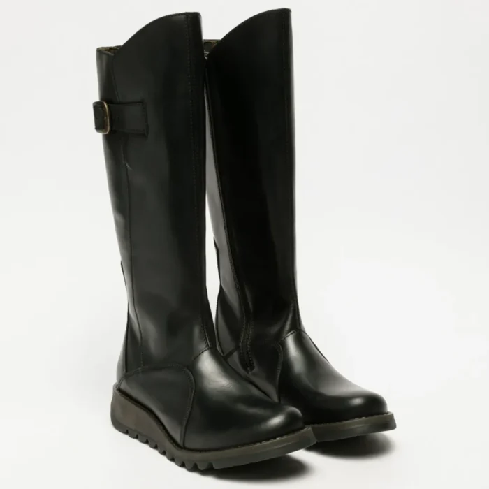 MOL2 - Women's Wedge Heel Knee High Leather Boots - Image 2