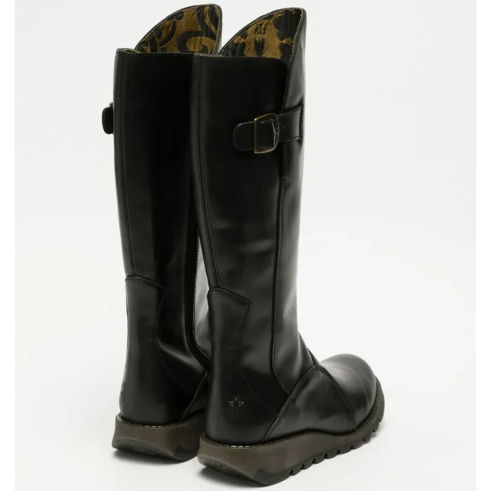MOL2 - Women's Wedge Heel Knee High Leather Boots - Image 6