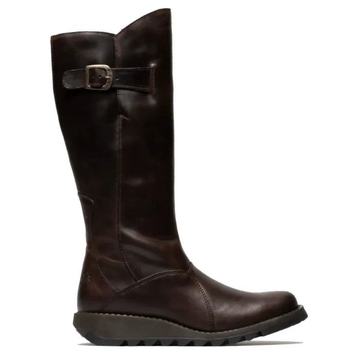 MOL2 - Women's Wedge Heel Knee High Leather Boots - Image 7
