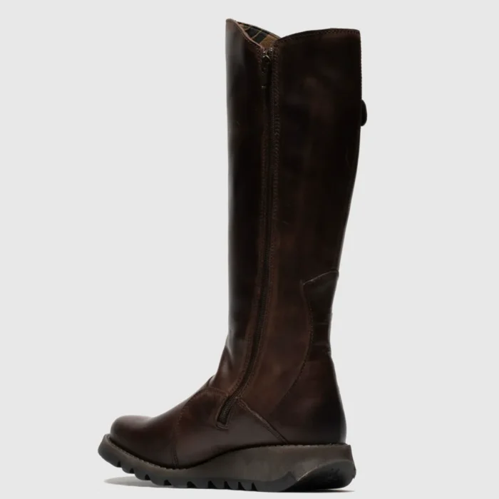 MOL2 - Women's Wedge Heel Knee High Leather Boots - Image 8