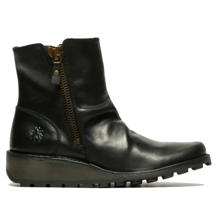 MON944FLY - Women's Wedge Heel Leather Ankle Boots - Image 1