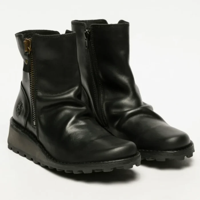 MON944FLY - Women's Wedge Heel Leather Ankle Boots - Image 2