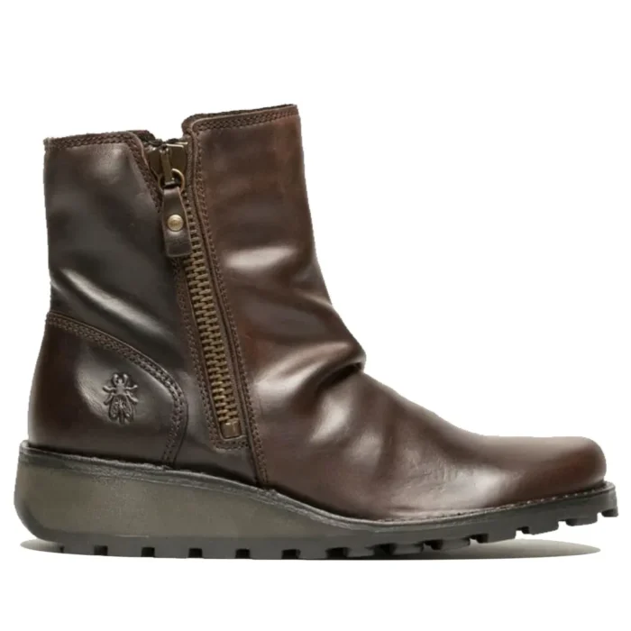 MON944FLY - Women's Wedge Heel Leather Ankle Boots - Image 8