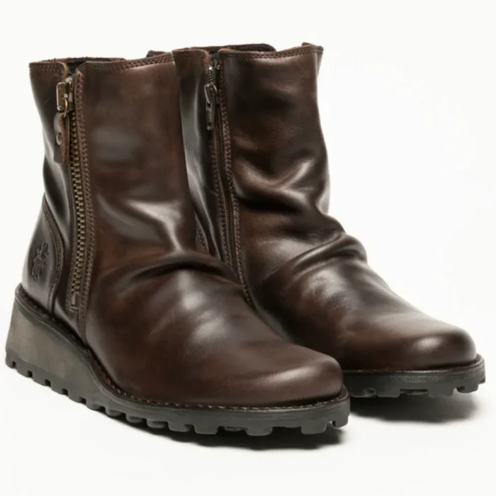 MON944FLY - Women's Wedge Heel Leather Ankle Boots - Image 14