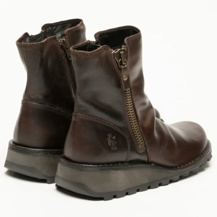 MON944FLY - Women's Wedge Heel Leather Ankle Boots - Image 13