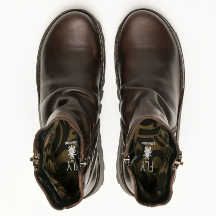 MON944FLY - Women's Wedge Heel Leather Ankle Boots - Image 12