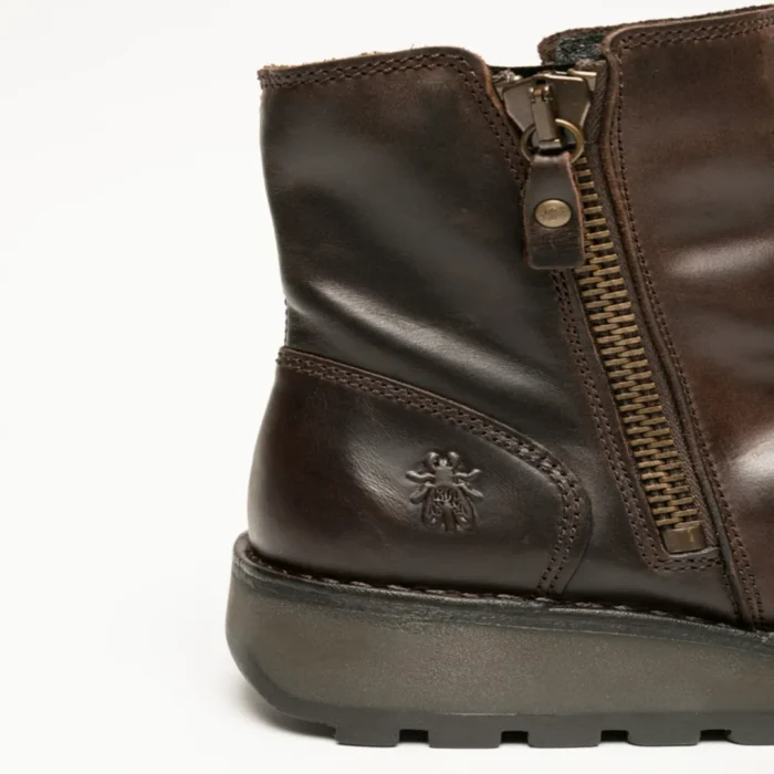 MON944FLY - Women's Wedge Heel Leather Ankle Boots - Image 10