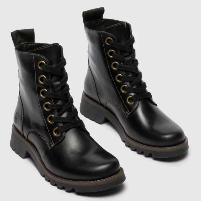 RAGI539FLY - Women's Lace Up Rug Leather Ankle Boots - Image 2