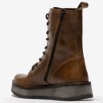 RAMI043FLY - Women's Wedge Heel Lace Up Leather Ankle Boots - Image 12