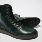 RAMI043FLY - Women's Wedge Heel Lace Up Leather Ankle Boots - Image 14