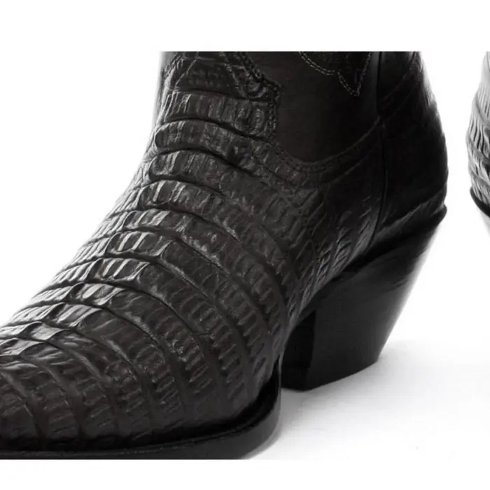 Mens Hi Cowboy Boots Pointed Black Brown Grinders Leather Crocodile Western Cuban - Image 3