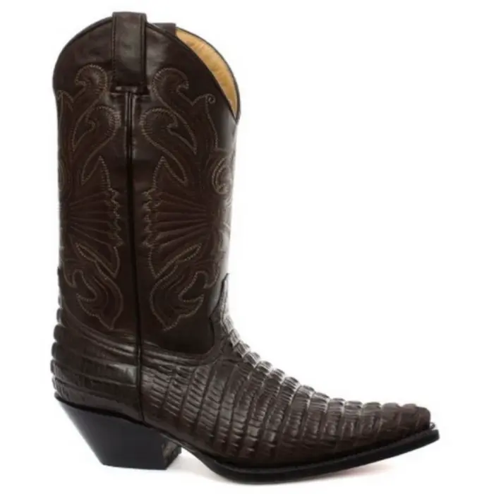 Mens Hi Cowboy Boots Pointed Black Brown Grinders Leather Crocodile Western Cuban - Image 7