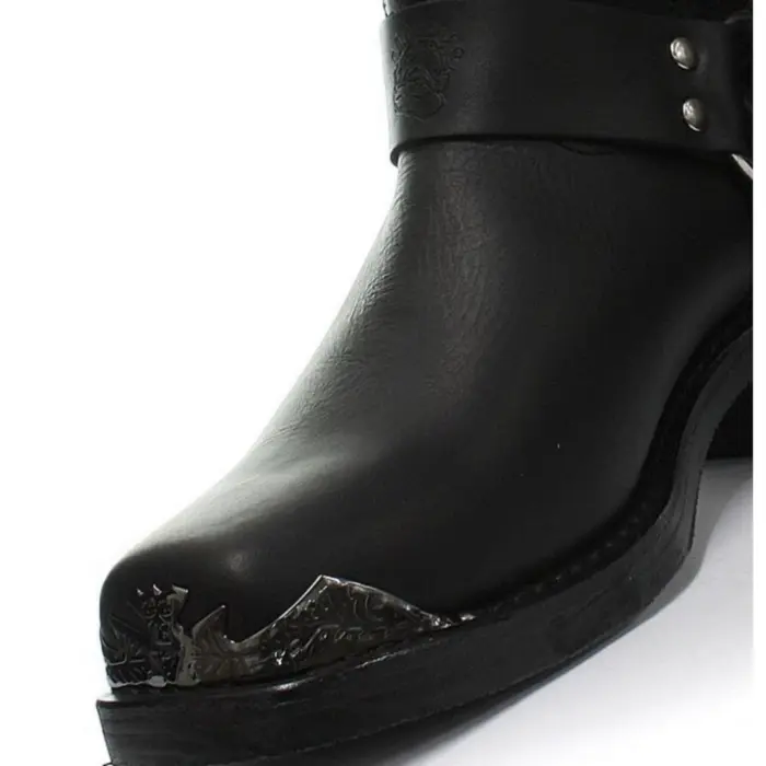 Mens Real Leather Lo Biker Boots Rock Punk Grinders Eagle Buckle Metal Toe - Image 7