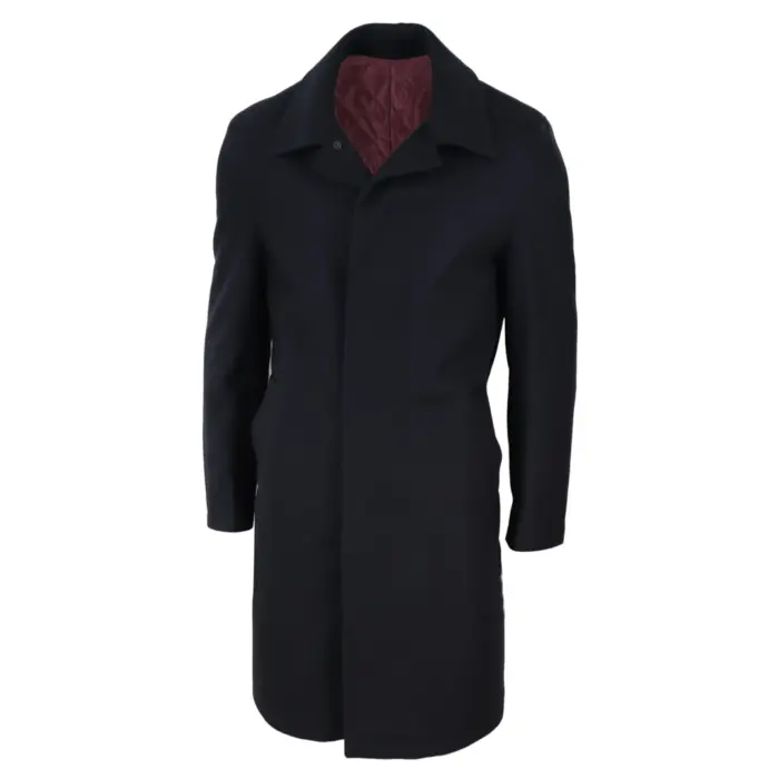 Mens Black Wool Overcoat Jacket Smart Formal 3/4 Trench Retro Vintage 1920s - Image 2