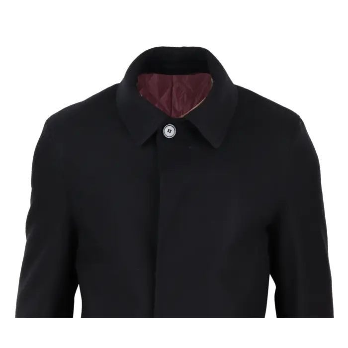 Mens Black Wool Overcoat Jacket Smart Formal 3/4 Trench Retro Vintage 1920s - Image 5