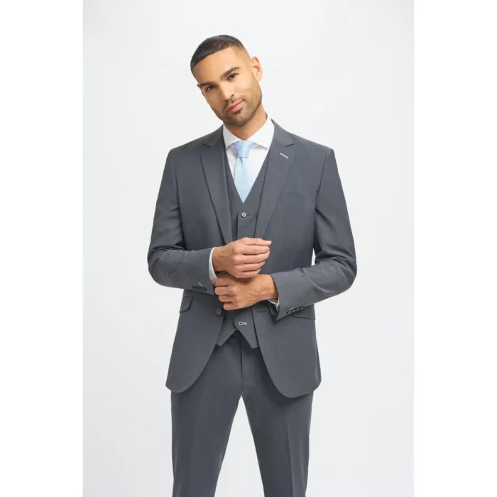 Men's Blazer Charcoal Tailored Fit Formal Suit Jacket - Image 1