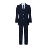 Boys Blue 3 Piece Suit Navy Check Wedding Prom Formal Vintage Tailored Fit - Image 2