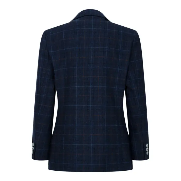 Boys Blue 3 Piece Suit Navy Check Wedding Prom Formal Vintage Tailored Fit - Image 5