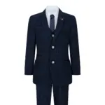 Boys Blue 3 Piece Suit Navy Check Wedding Prom Formal Vintage Tailored Fit