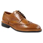 Mens Oxford Brogue Shoes Laced Leather Goodyear Welted Tan Brown Burgundy - Image 3