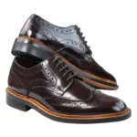 Mens Oxford Brogue Shoes Laced Leather Goodyear Welted Tan Brown Burgundy - Image 8