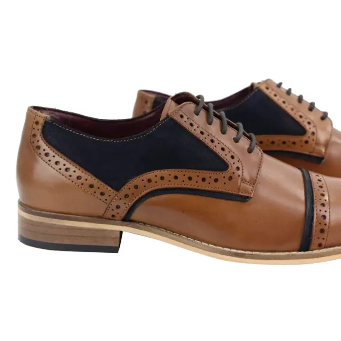 Mens Real Leather Suede Brogues Derby Oxford Shoes Classic British Smart Casual - Image 2