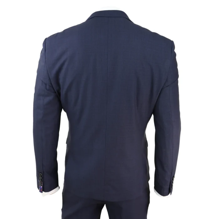Mens 3 Piece Suit Navy Tailored Fit Classic Retro Vintage Wedding Prom Office - Image 6
