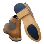 Mens Leather Tweed Herringbone Ankle Boots Shoes Blinders Sherlock Vintage Classic - Image 15