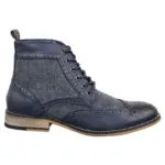 Mens Leather Tweed Herringbone Ankle Boots Shoes Blinders Sherlock Vintage Classic - Image 6