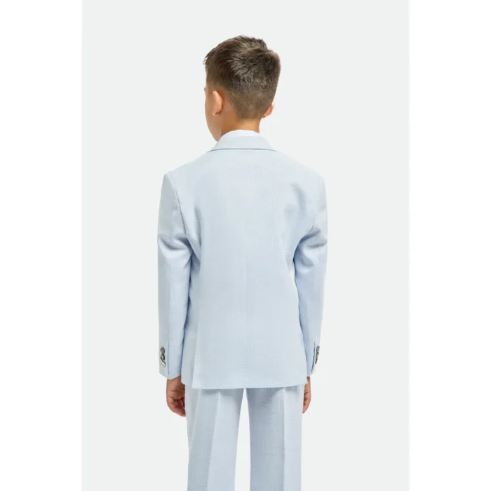 Boys Suit 3 Piece Sky Blue Tailored Fit Wedding Formal Outfit - Image 4
