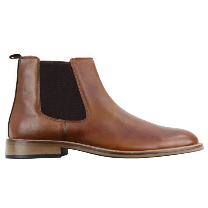 Mens Full Leather Slip On Chelsea Boots Smart Casual Retro Vintage Formal - Image 1