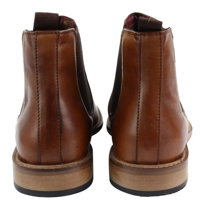 Mens Full Leather Slip On Chelsea Boots Smart Casual Retro Vintage Formal - Image 3