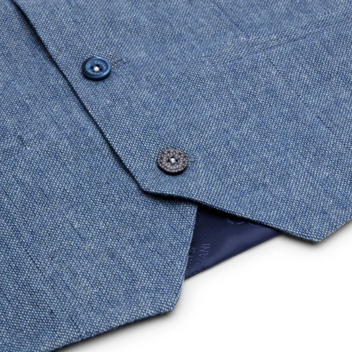 Boys 3 Piece Wool Suit Light Blue Tweed Vintage 1920s Classic 4 Pocket Waistcoat - Image 8