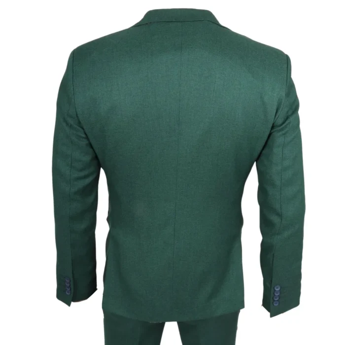Men's Suit 3 Piece Green Classic Birdseye Wedding Formal Dress - Image 6