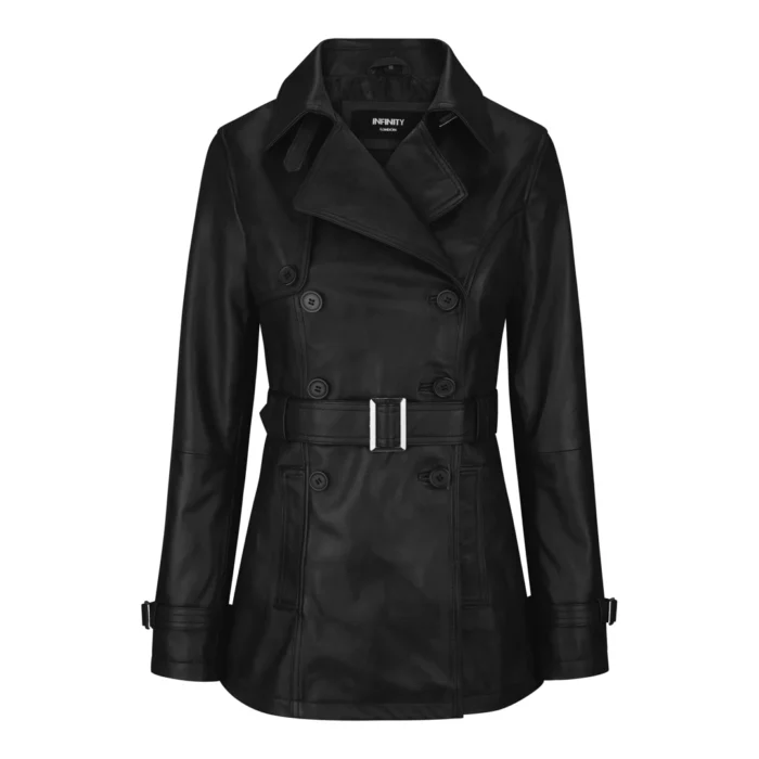 Women's Black Superior Leather Biker Jacket Coat Vintage Retro Design - Image 1
