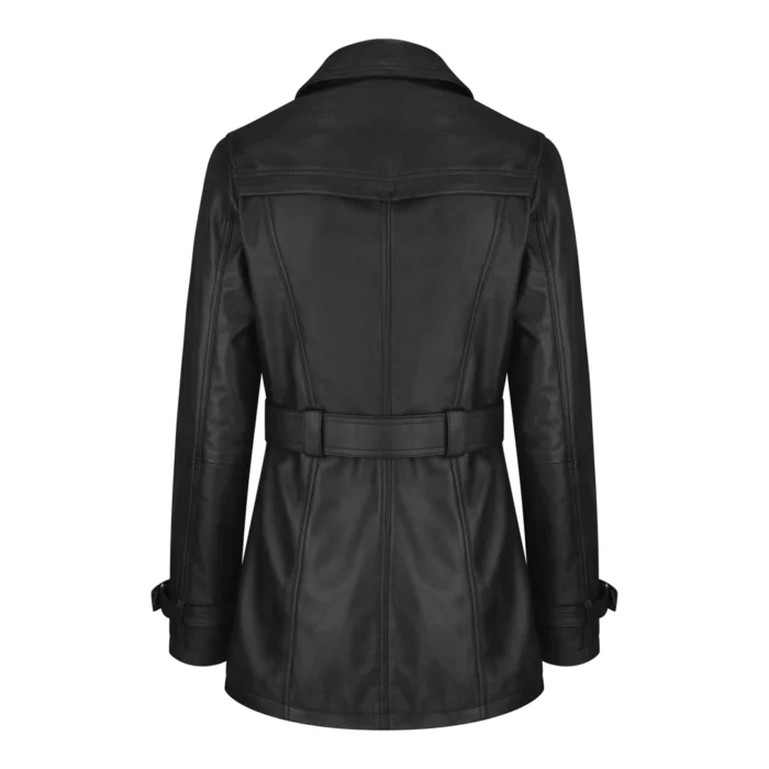 Women's Black Superior Leather Biker Jacket Coat Vintage Retro Design - Image 3
