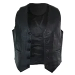 Mens Real Leather Gilet Waistcoat Classic Vintage Retro Black Camel - Image 3
