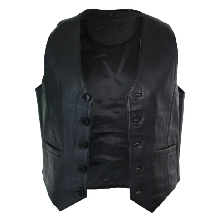 Mens Real Leather Gilet Waistcoat Classic Vintage Retro Black Camel - Image 3