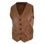 Mens Real Leather Gilet Waistcoat Classic Vintage Retro Black Camel - Image 6