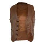 Mens Real Leather Gilet Waistcoat Classic Vintage Retro Black Camel - Image 7
