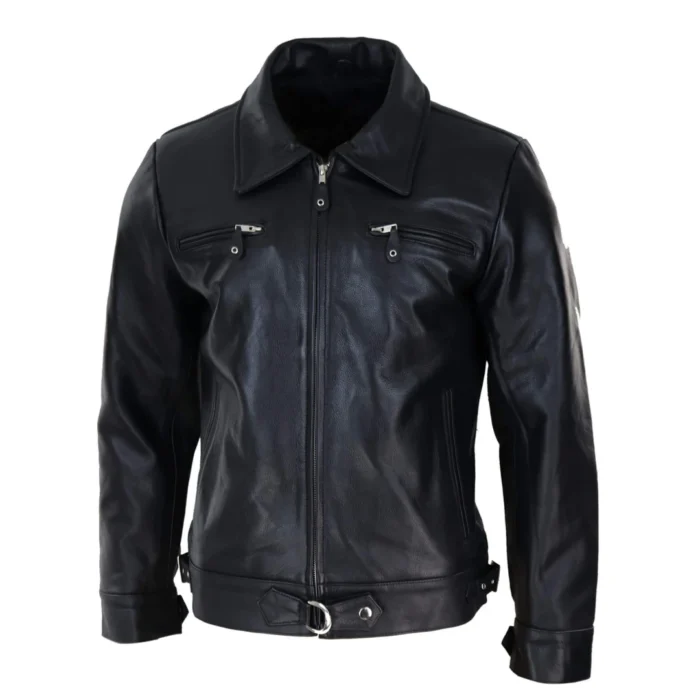 Mens Vintage Black Brown Zip Box Jacket Classic Vintage Car Coat Retro - Image 2