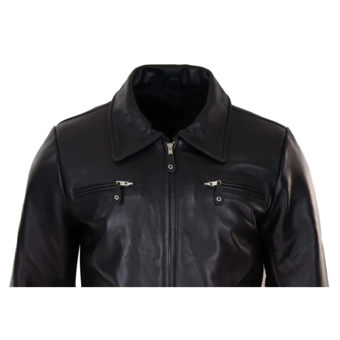 Mens Vintage Black Brown Zip Box Jacket Classic Vintage Car Coat Retro - Image 3