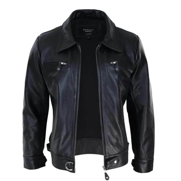 Mens Vintage Black Brown Zip Box Jacket Classic Vintage Car Coat Retro - Image 4