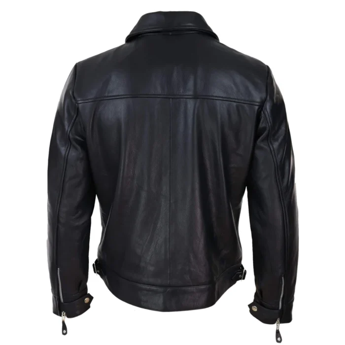 Mens Vintage Black Brown Zip Box Jacket Classic Vintage Car Coat Retro - Image 5